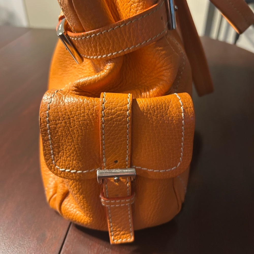 Prada Vibrant Orange Pebbled Leather Shoulder Bag - Picture 9 of 10